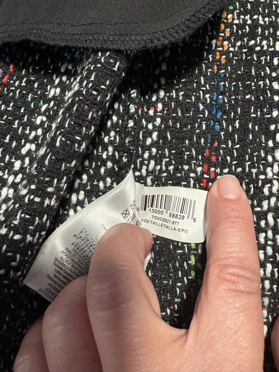 BCBGeneration Black Plaid Tweed Sleeveless Jumpsuit with Multicolor Flecks - Picture 6 of 13